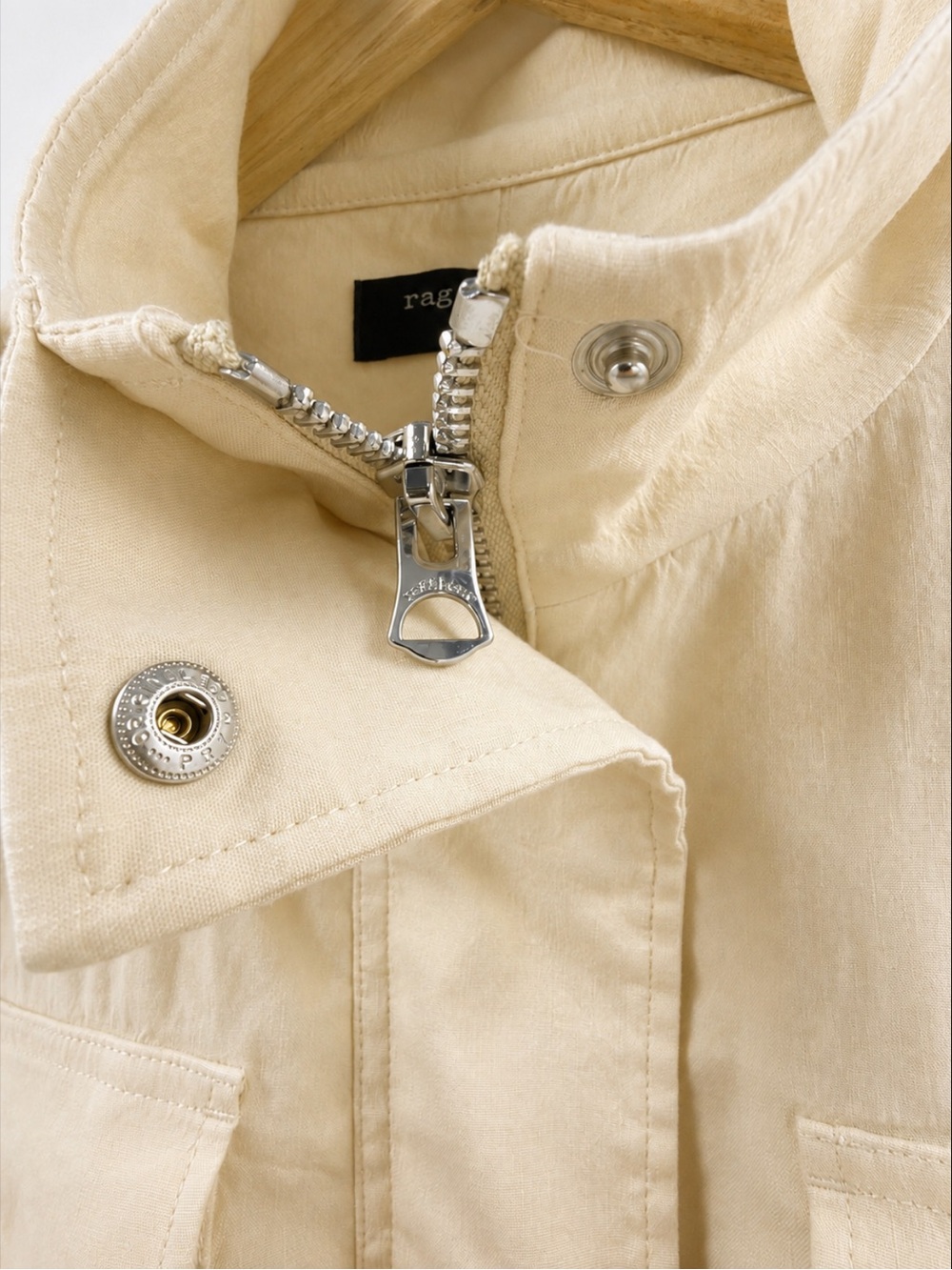 Rag & Bone M65 Cream Cropped Linen Blend Field Jacket M - Picture 6 of 13